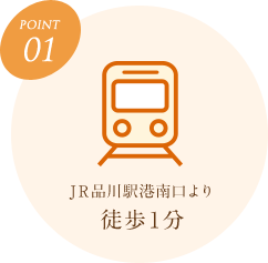 ポイント1　JR品川駅港南口より 徒歩1分